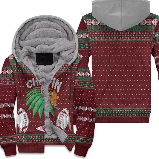 Kansas City Chiefs Chiefin Ugly Christmas 3D Fleece Hoodie