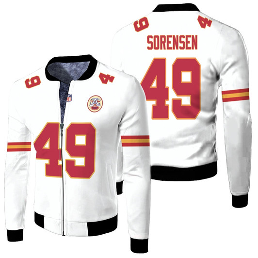 Kansas City Chiefs Daniel Sorensen 49 Nfl Player Game White 2019 Jersey Style Gift For Chiefs Fans Fleece Bomber Jacket