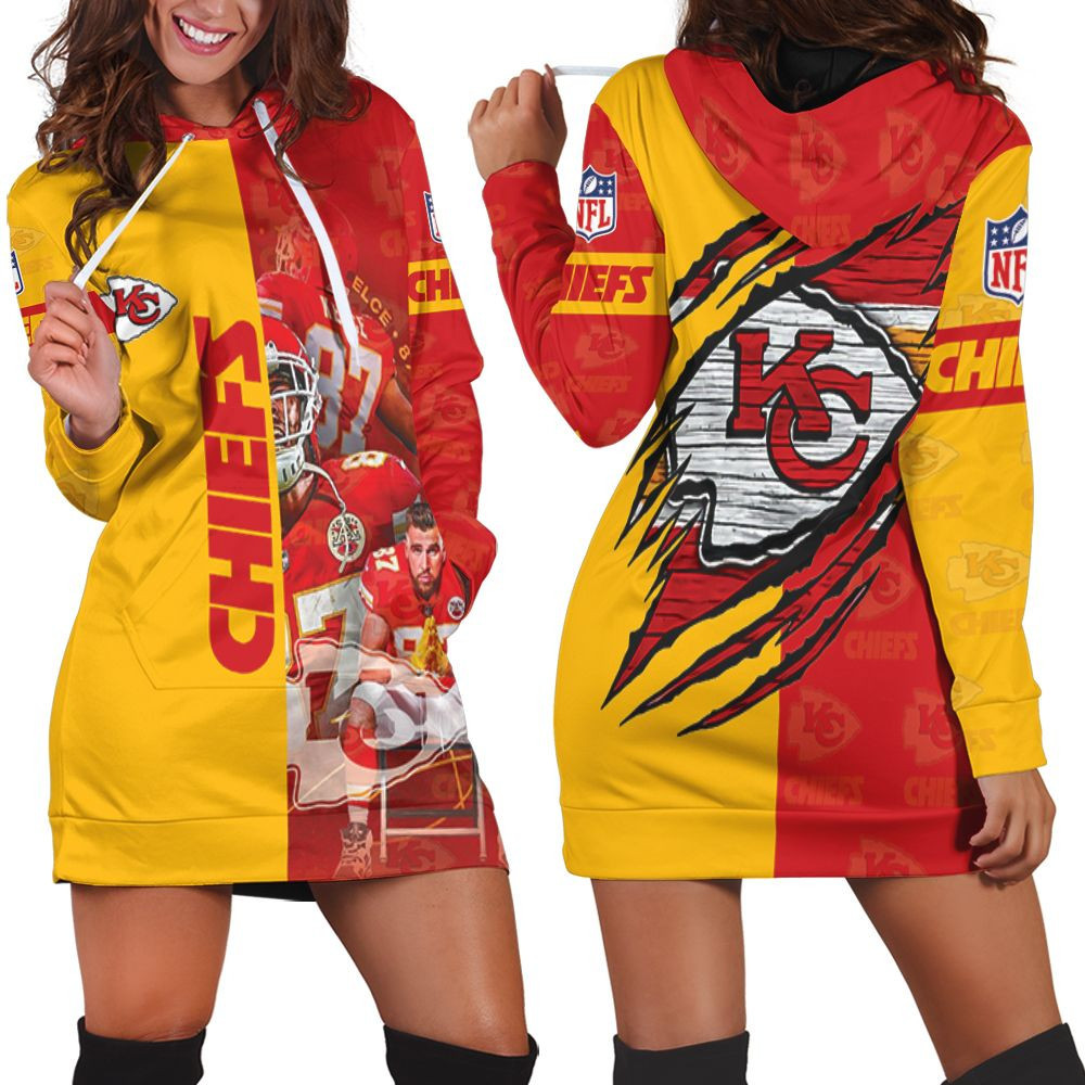 Kansas City Chiefs Logo Afc West Division Champions Super Bowl 2021 Hoodie Dress Sweater Dress Sweatshirt Dress