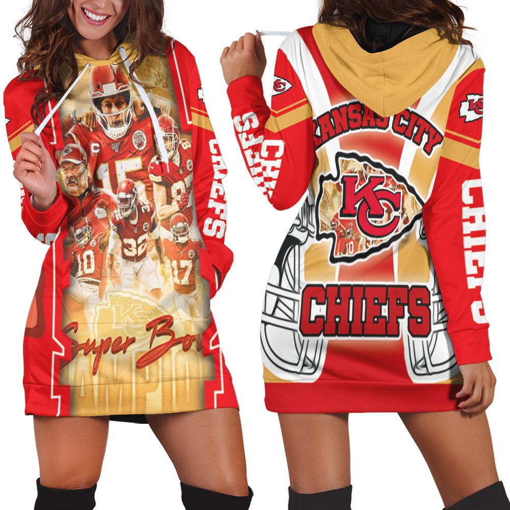 Kansas City Chiefs Logo Super Bowl Champions 2021 Afc West Division Hoodie Dress Sweater Dress Sweatshirt Dress