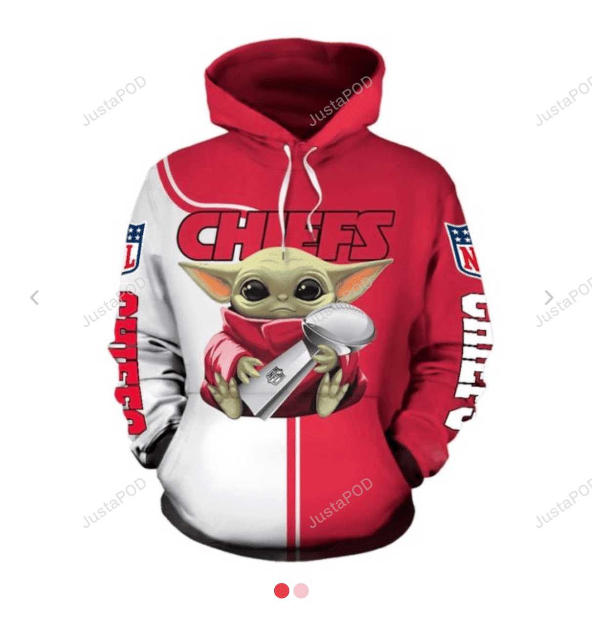 Kansas City Chiefs Nfl Baby Yoda Hug 3d All Over Print Hoodie