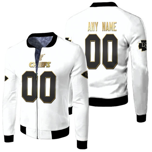 Kansas City Chiefs Nfl White 100Th Season Golden Edition Jersey Style Custom Gift For Chiefs Fans Fleece Bomber Jacket