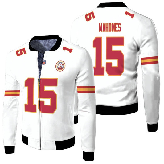 Kansas City Chiefs Patrick Mahomes 15 Nfl Player Game White 2019 Jersey Style Gift For Chiefs Fans Fleece Bomber Jacket