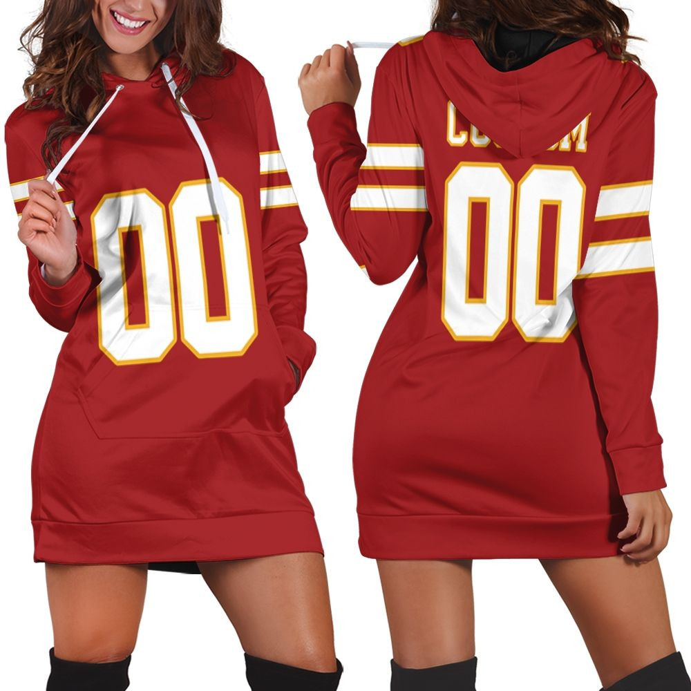 Kansas City Chiefs Red Personalized Jersey Inspired Hoodie Dress Sweater Dress Sweatshirt Dress