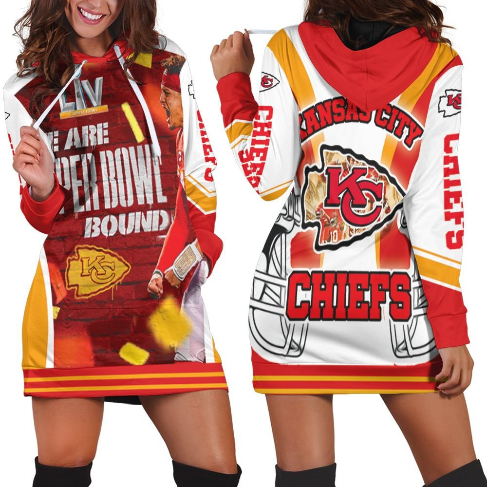 Kansas City Chiefs We Are Super Bowl Bound 2021 West Division Champions Hoodie Dress Sweater Dress Sweatshirt Dress