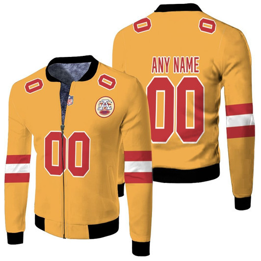 Kansas City Chielfs Personalized 00 Inverted Legend Gold Match Jersey Style Gift For Chiefs Fans Fleece Bomber Jacket