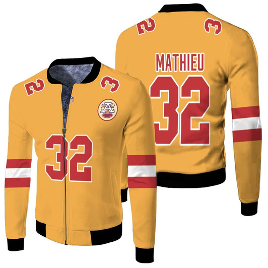 Kansas City Chielfs Tyrann Mathieu 32 Inverted Legend Gold Match Jersey Style Gift For Chiefs Fans Fleece Bomber Jacket