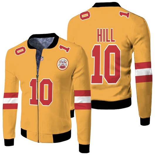 Kansas City Chielfs Tyreek Hill 10 Inverted Legend Gold Match Jersey Style Gift For Chiefs Fans Fleece Bomber Jacket