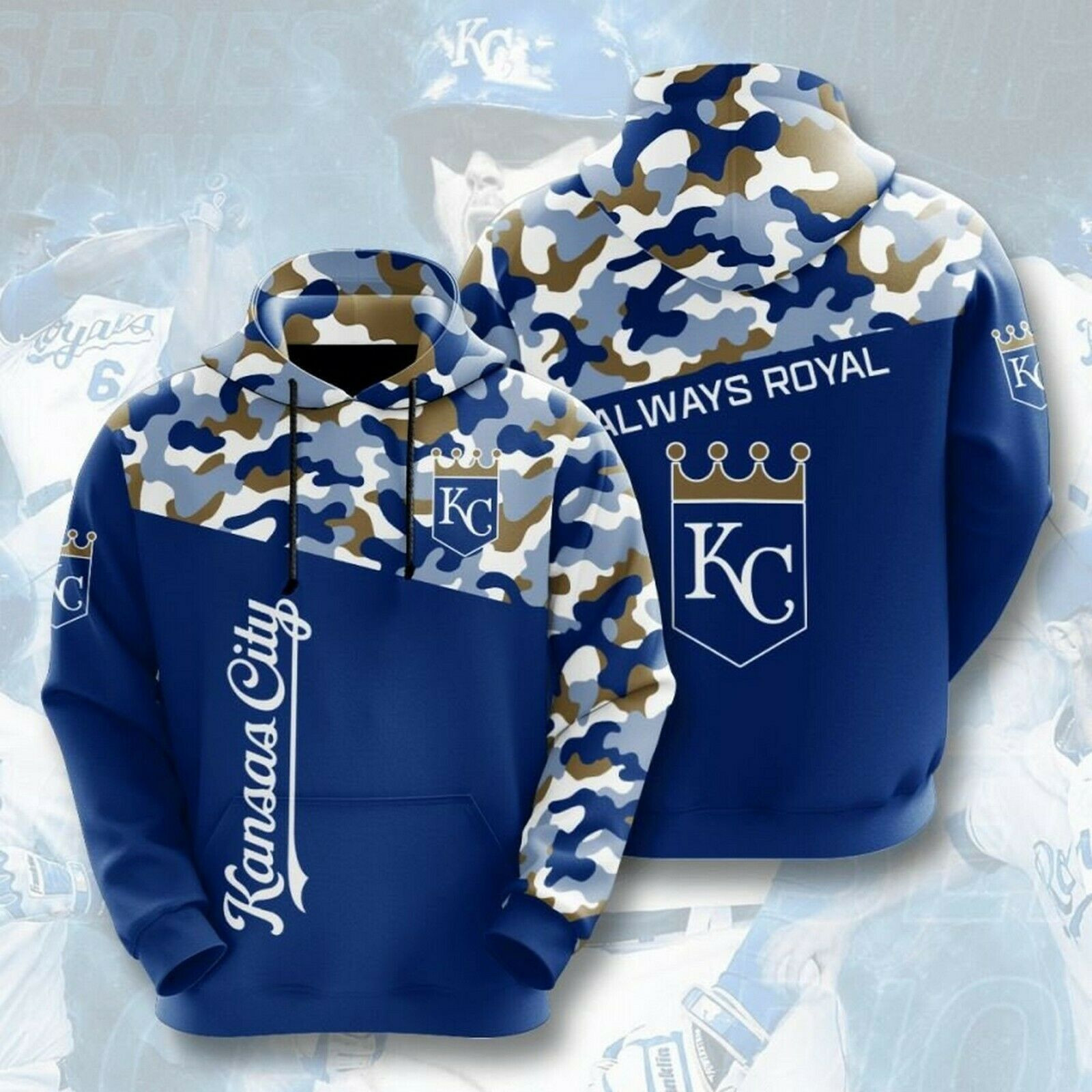 Kansas City Royals Hoodie 3D All Over Print Size S