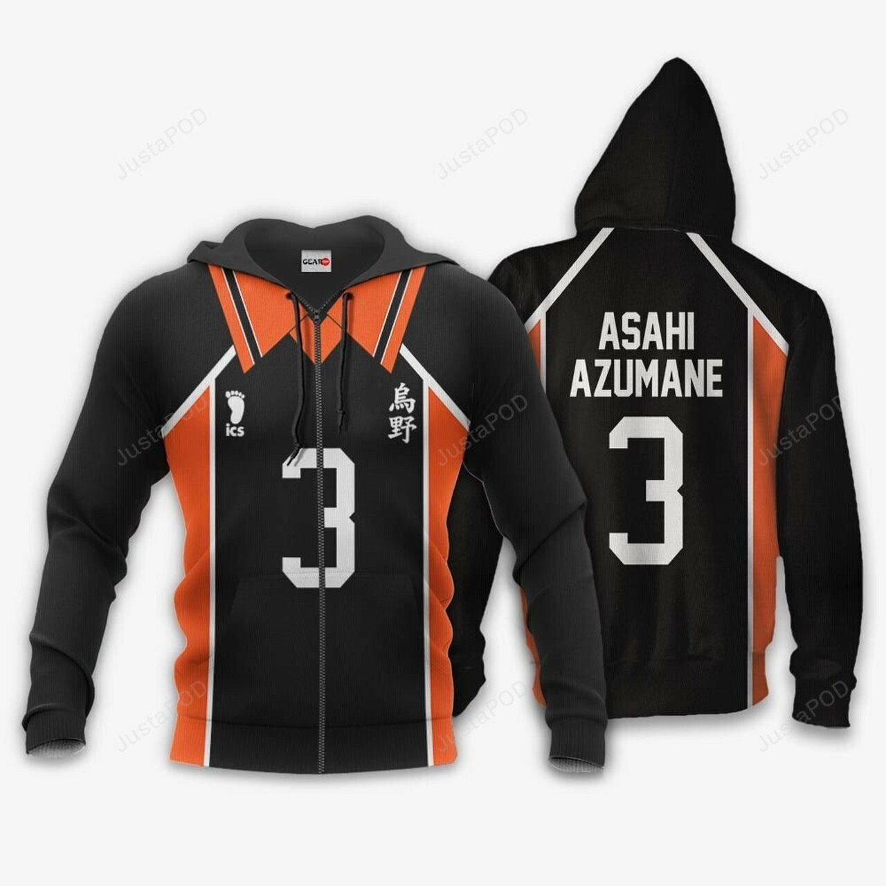 Karasuno Asahi Azumane Num 3 Haikyuu Anime 3d All Over Print Hoodie