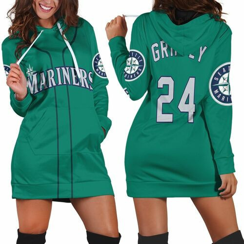 Ken Griffey Jr Seattle Mariners Northwest Green 2019 Jersey Inspired Hoodie Dress Sweater Dress Sweatshirt Dress