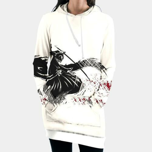 Kenpachi Zaraki Black Hooded Dress Bleach 3d Hoodie Dress Sweater Dress Sweatshirt Dress Hoodie