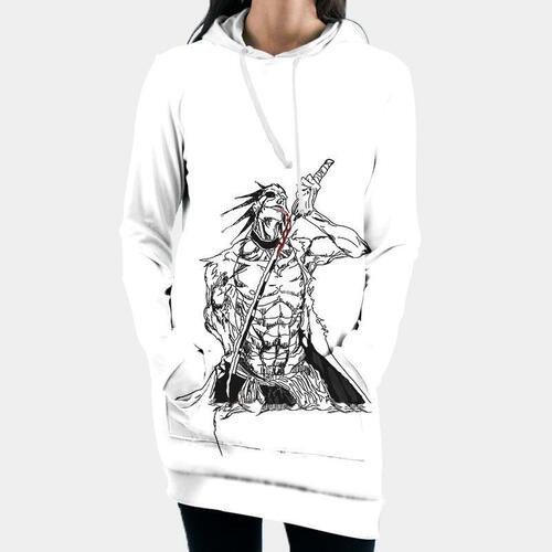 Kenpachi Zaraki Sketch Design Hooded Dress Bleach 3d Hoodie Dress Sweater Dress Sweatshirt Dress Hoodie