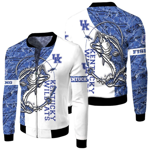 Kentucky Wildcats Ncaa For Wildcats Fan Fishing Lover Fleece Bomber Jacket