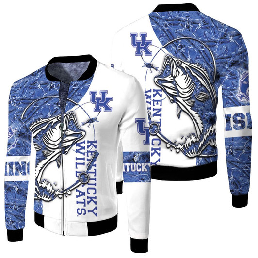 Kentucky Wildcats Ncaa For Wildcats Fan Fishing Lover Fleece Bomber Jacket