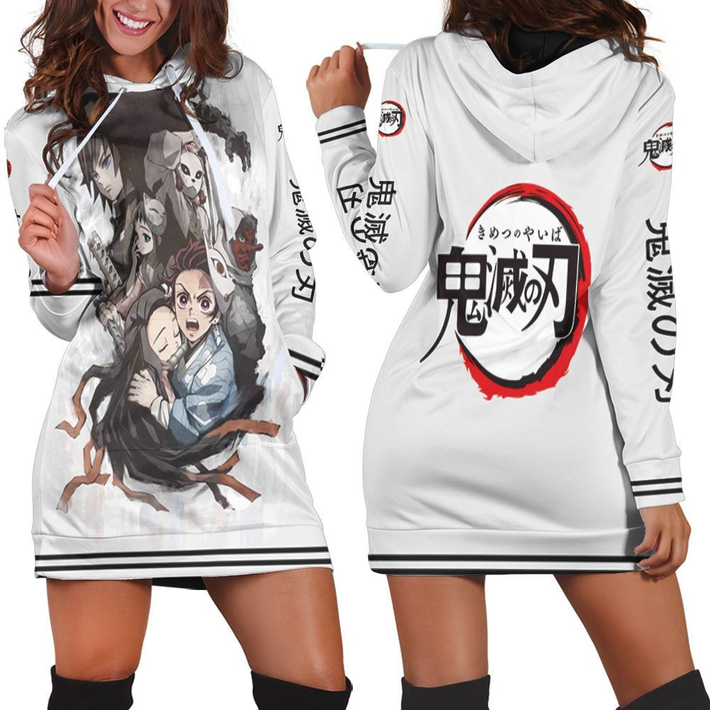 Kimetsu No Yaiba Anime Demon Slayer Corps White Hoodie Dress Sweater Dress Sweatshirt Dress