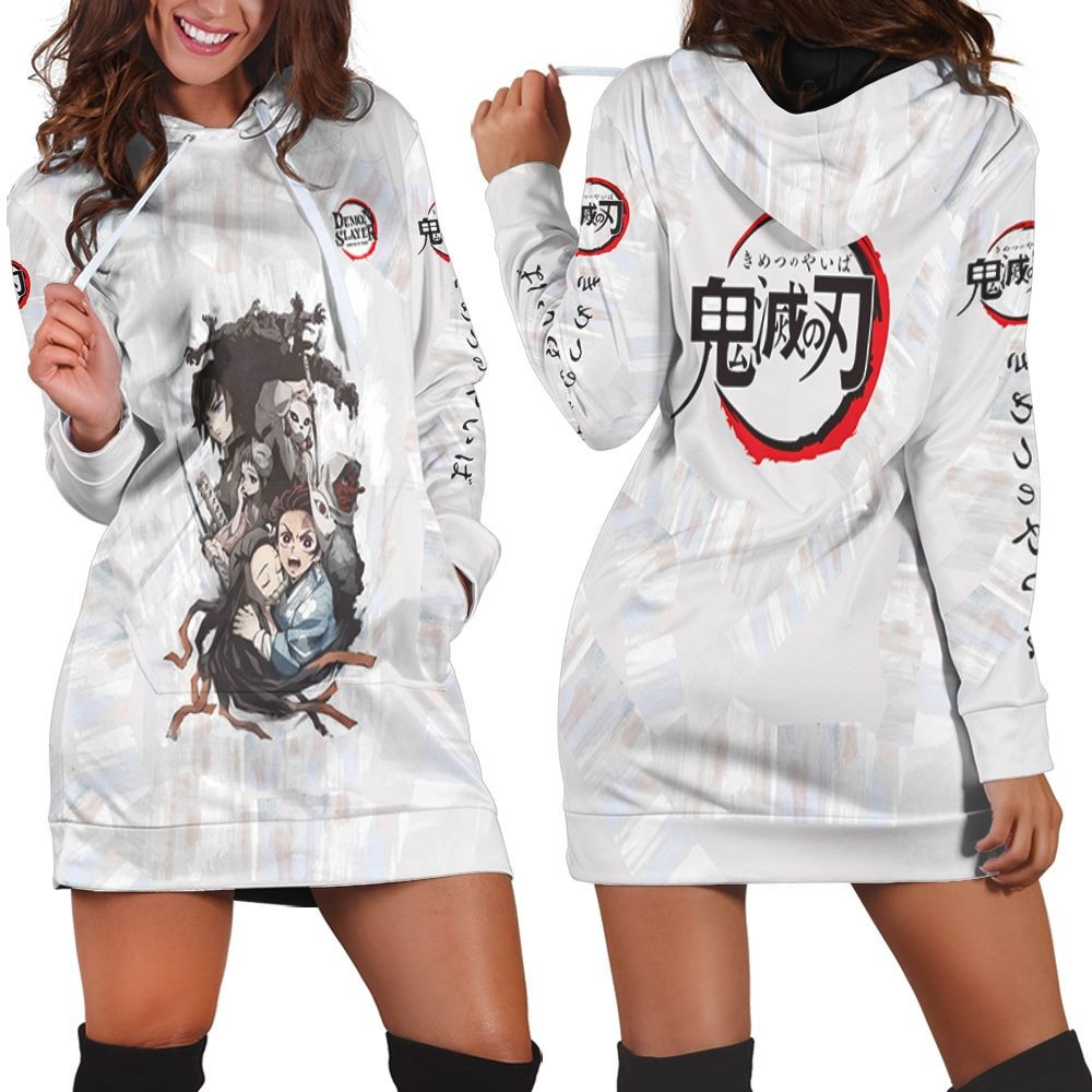 Kimetsu No Yaiba Anime Hashira And Demon Slayers Corps White Hoodie Dress Sweater Dress Sweatshirt Dress
