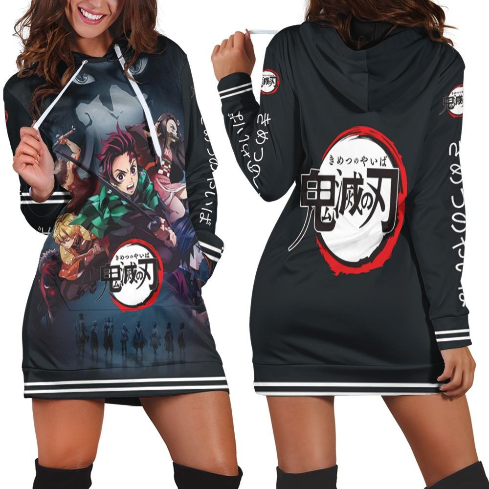 Kimetsu No Yaiba Team Tanjiro Hoodie Dress Sweater Dress Sweatshirt Dress