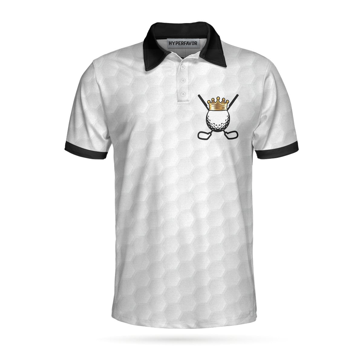 King Of Golf Black And White Polo Shirt For Men Golf Texture Golfer On Throne Polo Shirt