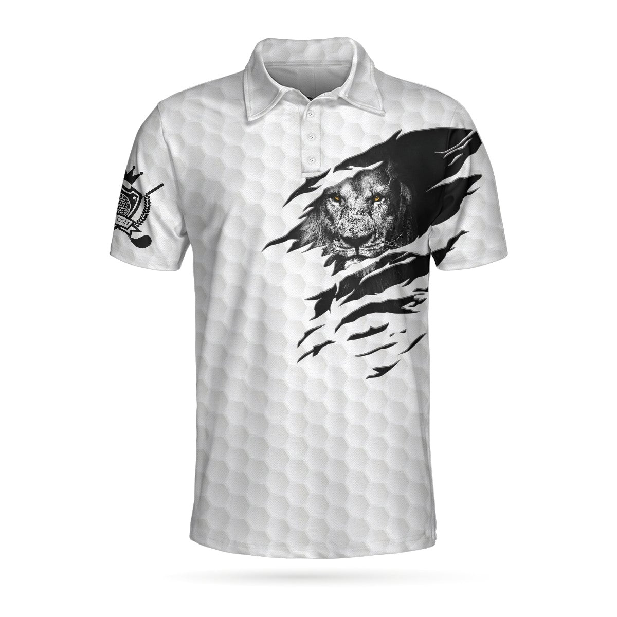 King Of Swings Lion Golfing Polo Shirt Black And White Lion King Sketching Polo Shirt Best Golf Shirt For Men