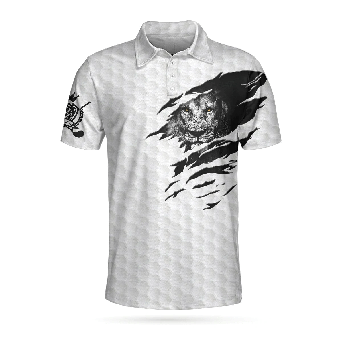 King Of Swings Lion Golfing Polo Shirt Black And White Lion King Sketching Polo Shirt Best Golf Shirts Short Sleeve Polo For Men