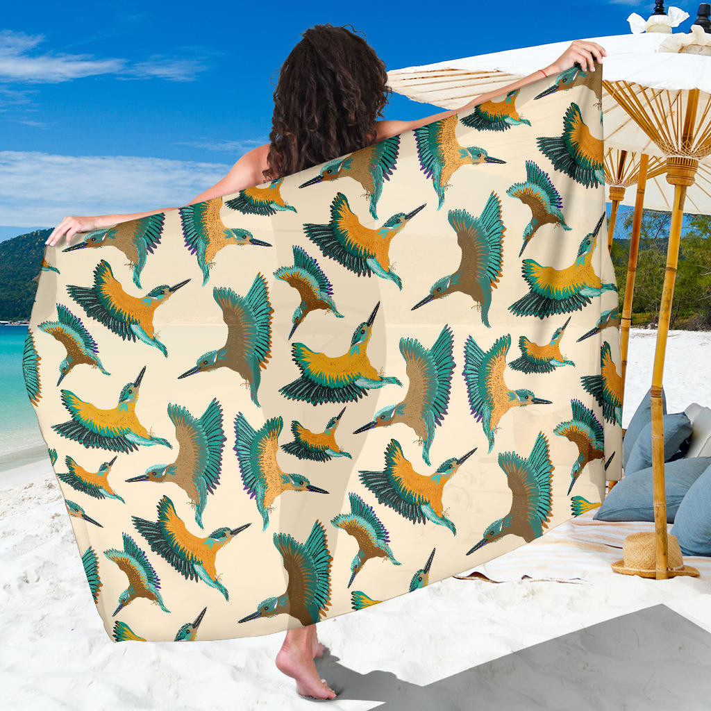 Kingfisher Pattern Print Sarong Cover Up Kingfisher Pareo Wrap Skirt Dress