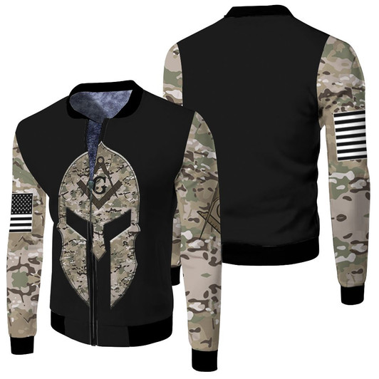 Knight Camo Pattern Freemasonry Fleece Bomber Jacket