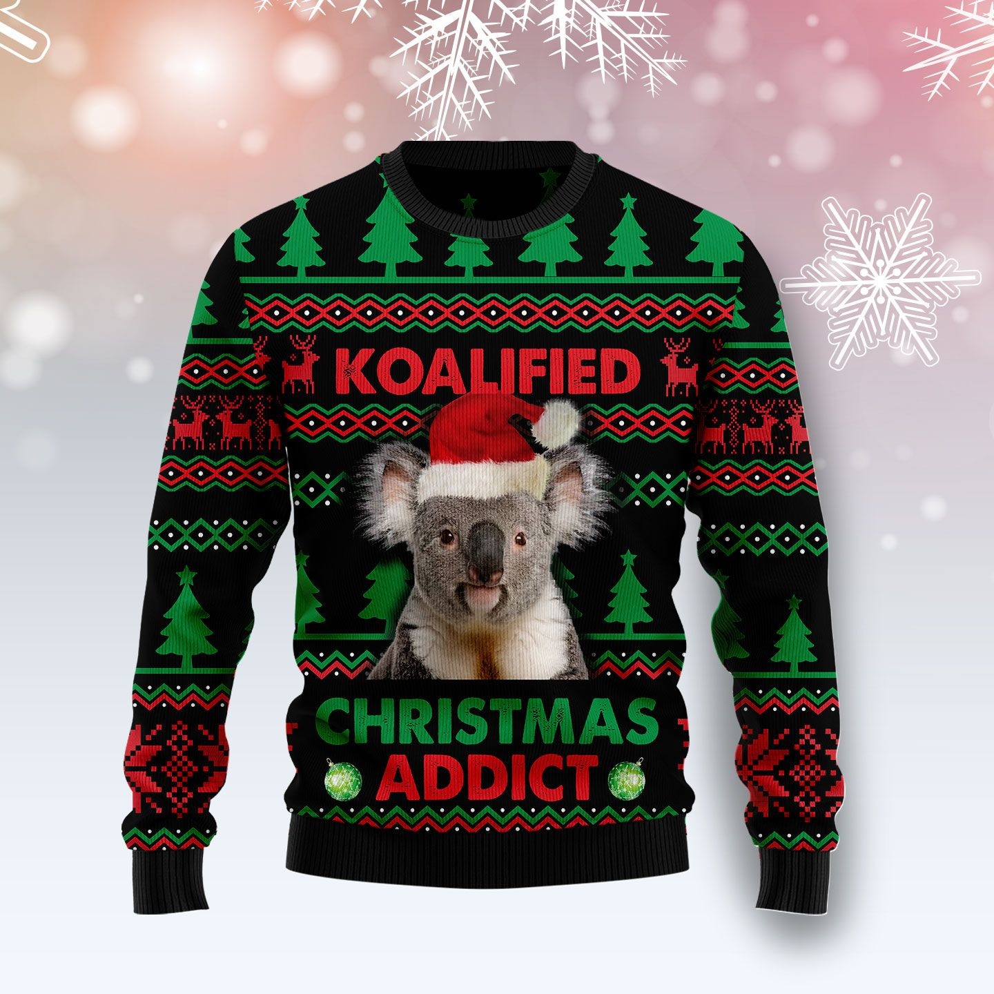 Koala Koalified Christmas Addict Ugly Christmas Sweater Ugly Sweater For Men Women