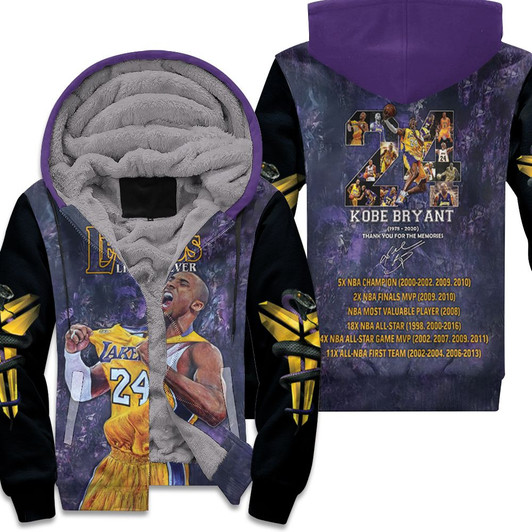 Kobe Bryant 24 Legends Live Forever Signed 3D Fleece Hoodie