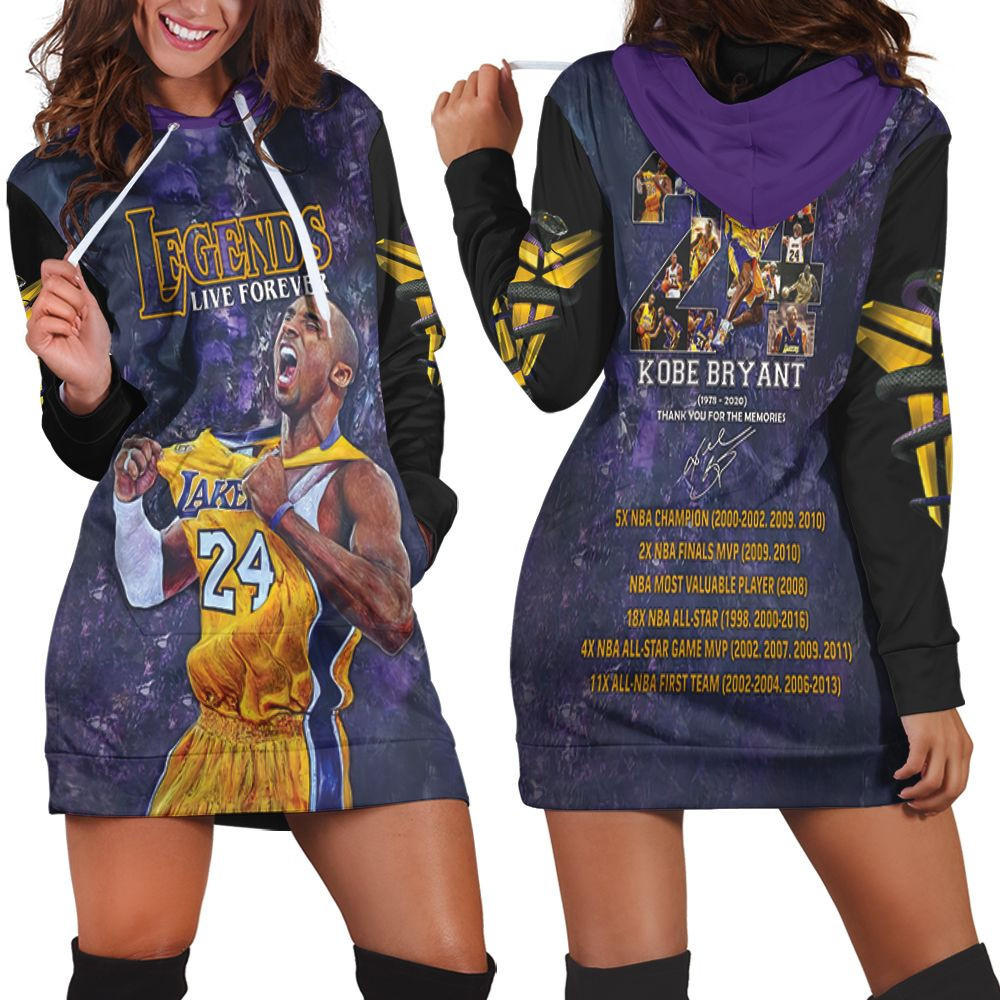 Kobe Bryant 24 Legends Live Forever Signed 3d Hoodie Dress Sweater Dress Sweatshirt Dress