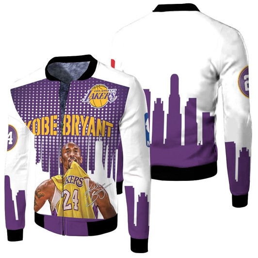 Kobe Bryant Legend Los Angeles Lakers 24 Signed For Fan Legging Fleece Bomber Jacket