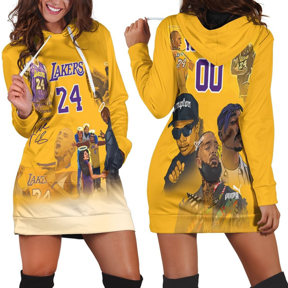 Kobe Bryant Los Angeles Lakers 24 Signed 3d Hoodie Dress Sweater Dress Sweatshirt Dress