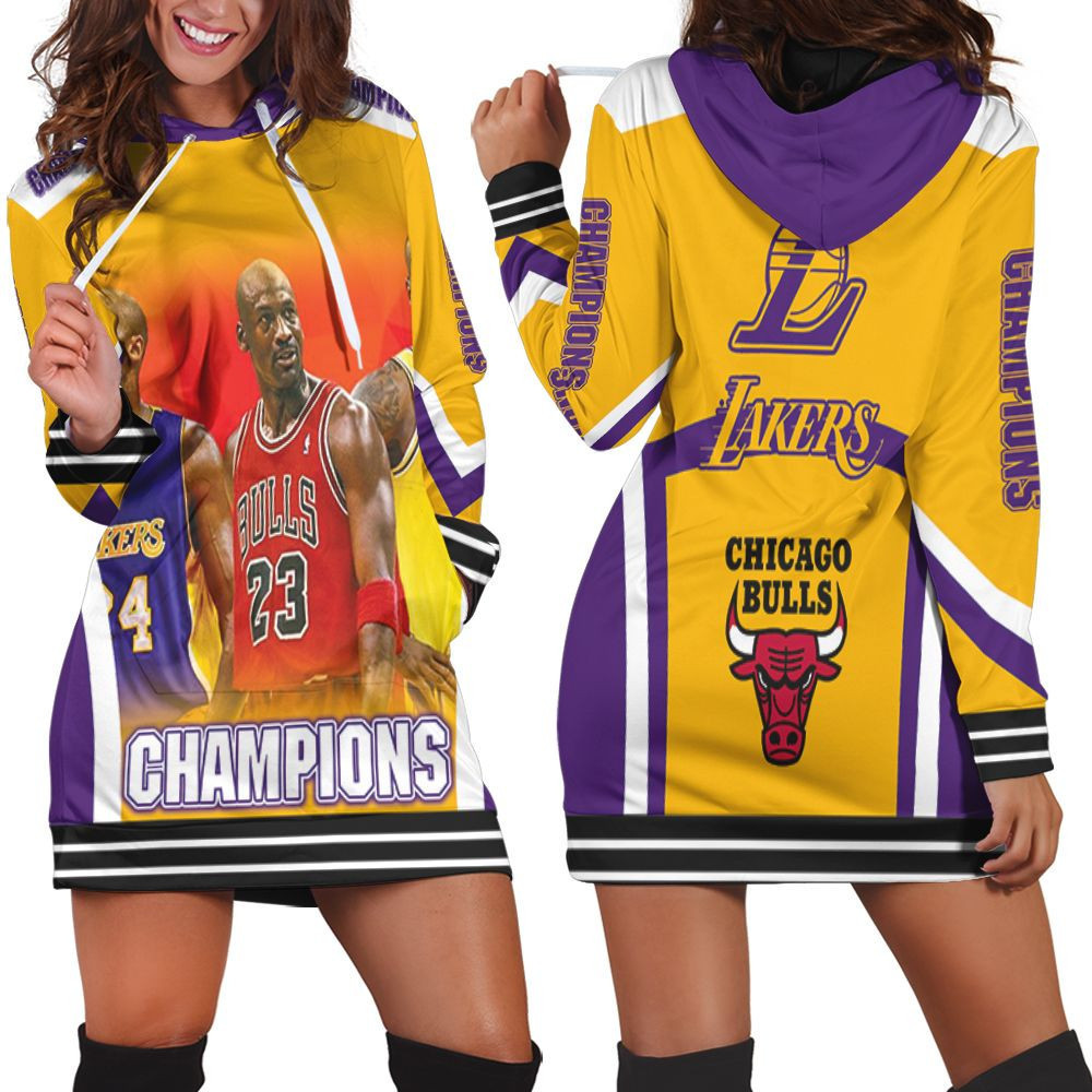 Kobe Bryant Michael J Lebron James Chicago Bulls Los Angeles Lakers Logo 3d Hoodie Dress Sweater Dress Sweatshirt Dress