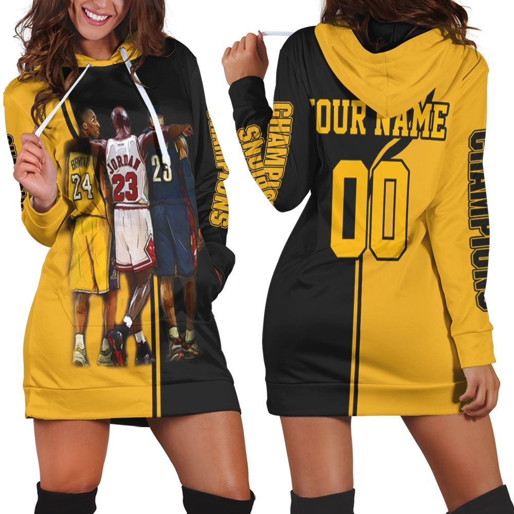 Kobe Bryant Michael J Lebron James Legends Never Die Champions Personalized Hoodie Dress Sweater Dress Sweatshirt Dress