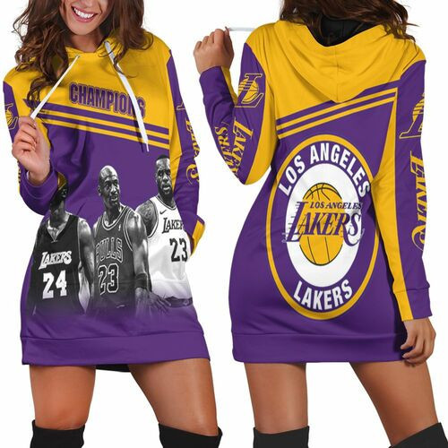 Kobe Bryant Michael J Lebron James Los Angeles Lakers Champion 3d Hoodie Dress Sweater Dress Sweatshirt Dress