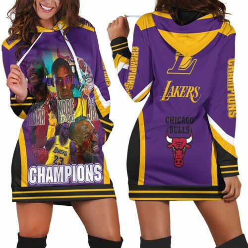 Kobe Bryant Michael J Lebron James Los Angeles Lakers Chicago Bulls Champions 3d Hoodie Dress Sweater Dress Sweatshirt Dress