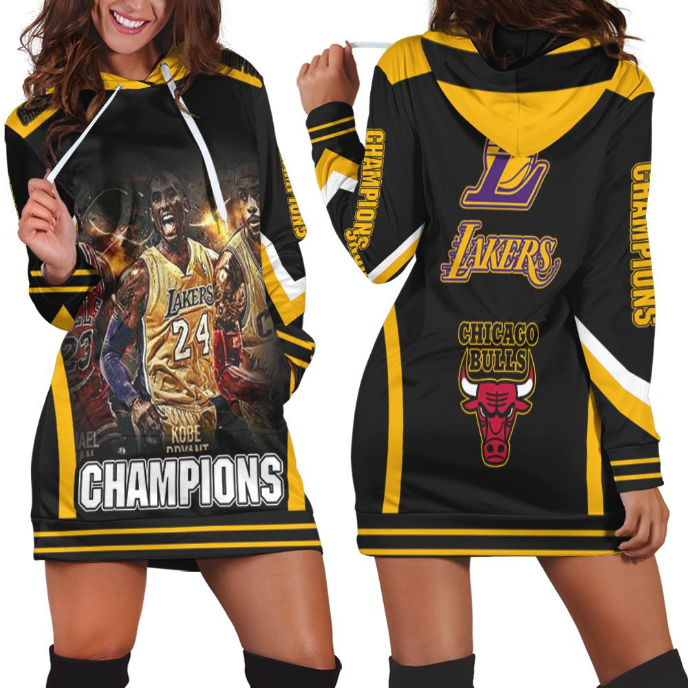 Kobe Bryant Michael Jordan Lebron James Champions Los Angeles Lakers Chicago Bulls 3d Hoodie Dress Sweater Dress Sweatshirt Dress
