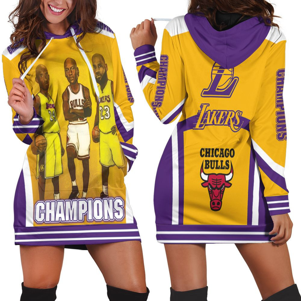 Kobe Bryant Michael Jordan Lebron James Funny Animation Legends For Fan Hoodie Dress Sweater Dress Sweatshirt Dress