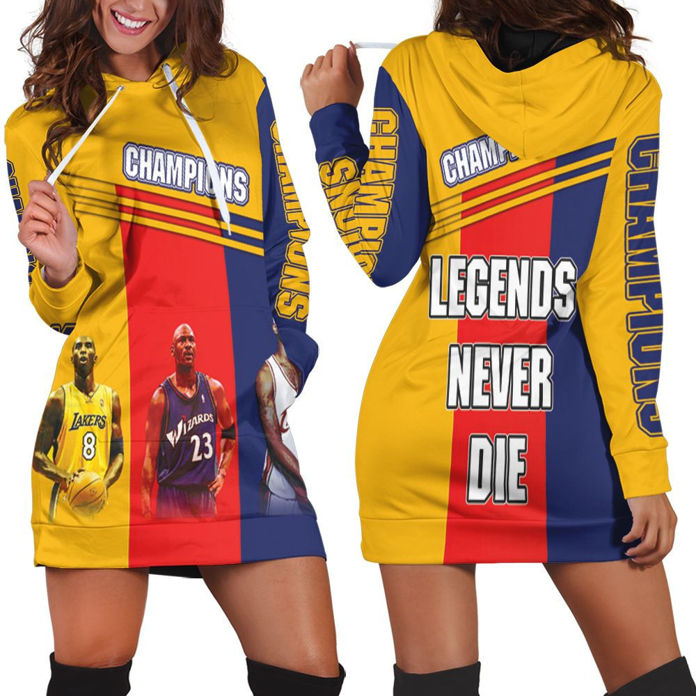 Kobe Bryant Michael Jordan Lebron James Legends Never Die Champions 3d Hoodie Dress Sweater Dress Sweatshirt Dress