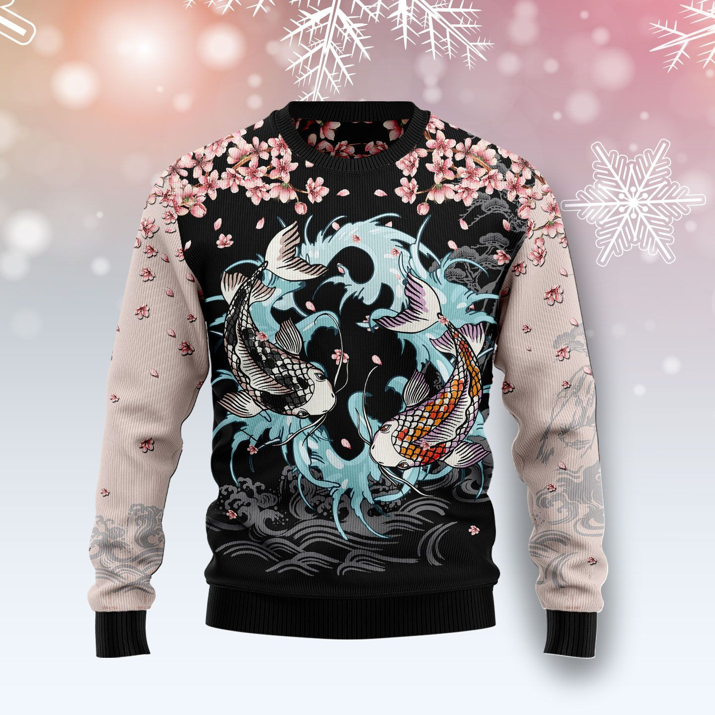 Koi Blossom Ugly Christmas Sweater Ugly Sweater For Men Women