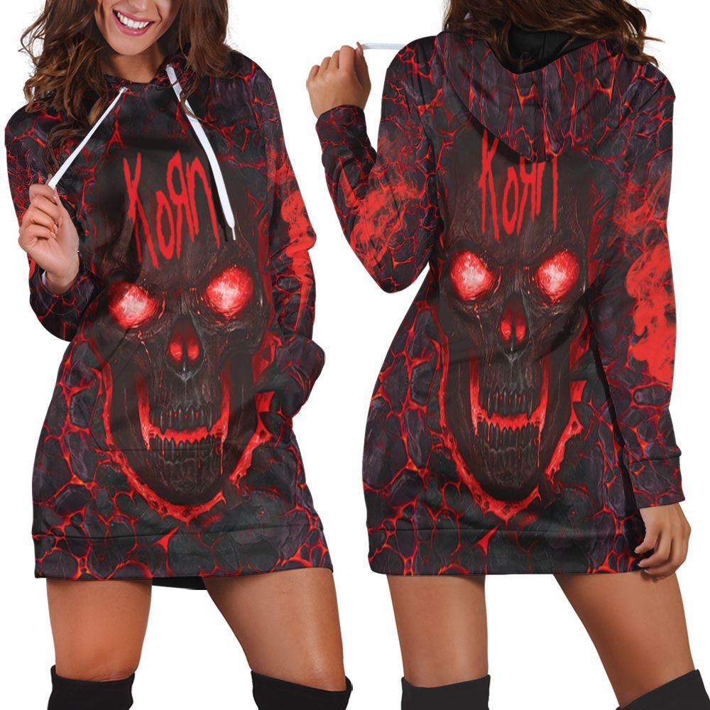 Korn Lava Skull 3d Hoodie Dress Sweater Dress Sweatshirt Dress