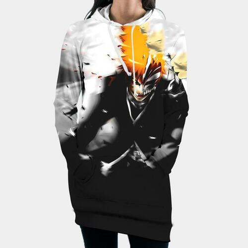 Kurosaki Ichigo Hollow Hooded Dress Bleach 3d Hoodie Dress Sweater Dress Sweatshirt Dress Hoodie