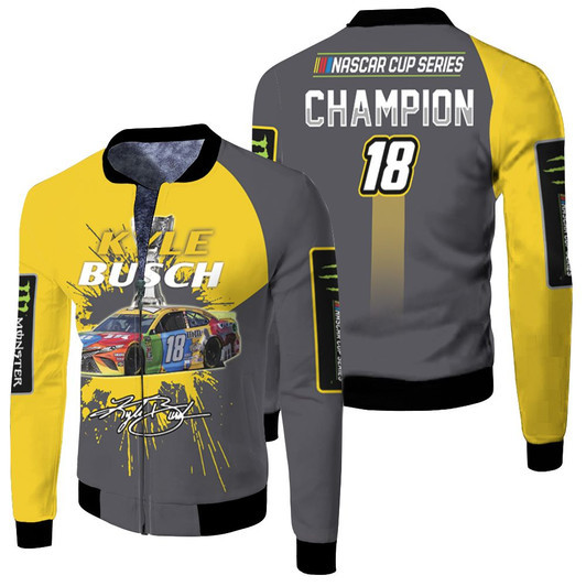 Kyle Busch Nascar Champion 2019 Signed Fan Fleece Bomber Jacket