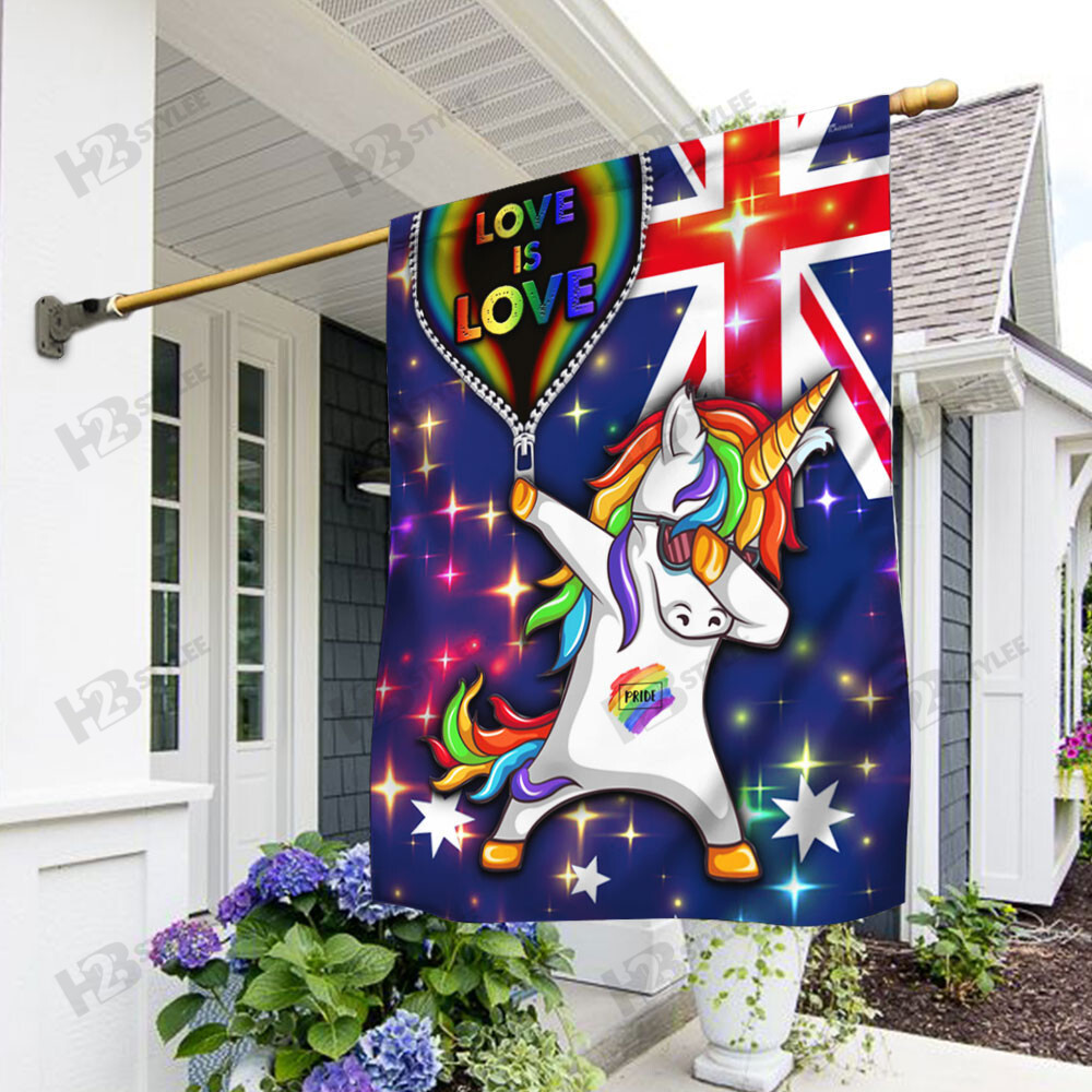 LGBT Australian Flag Unicorn Love Is Love DD Garden Flag House Flag