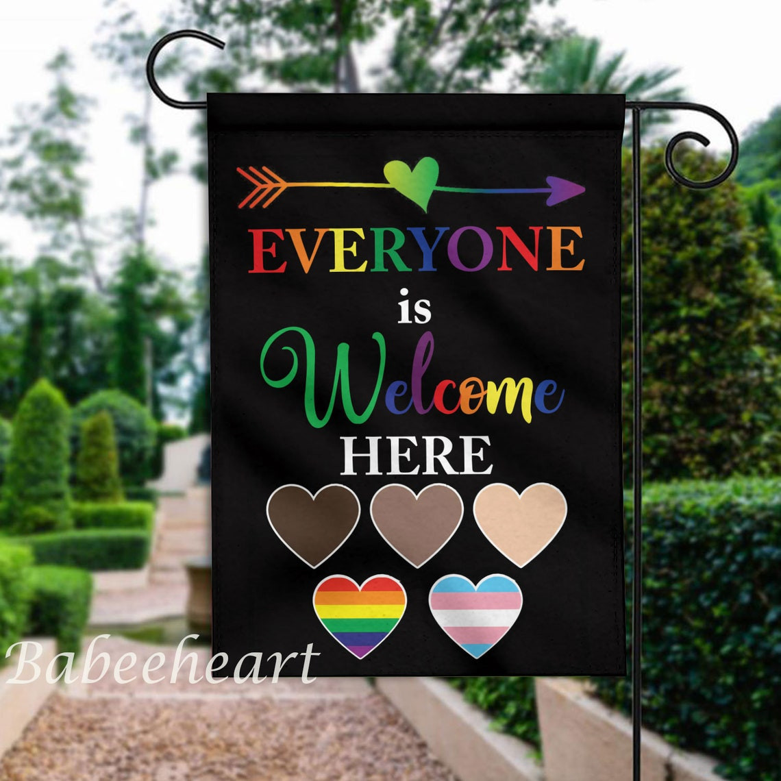 LGBT Flag Everyone Is Welcome Here Flag Rainbow Flag LGBT Rainbow Flag Pride LGBT Flag House Flag Decoration Outdoor D??or