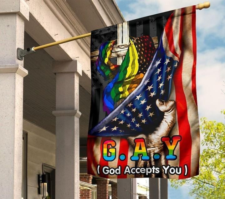 LGBT Jesus Cross Gay God Accepts You American Flag Garden Flag House Flag