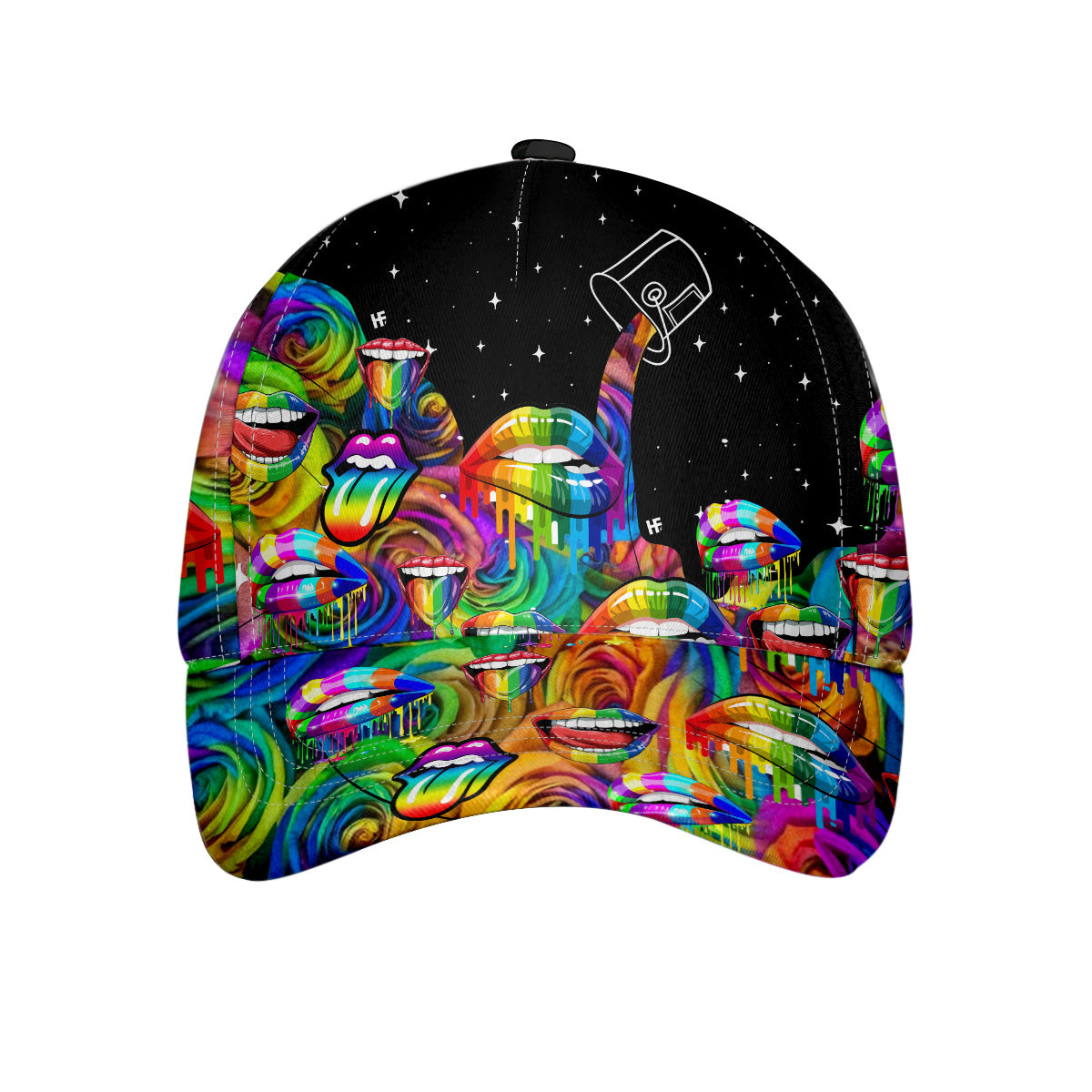 LGBT Lips And Flowers Classic Cap Colorful Lips And Flowers Pattern LBGT Hat Rainbow Pride LBGT Hat