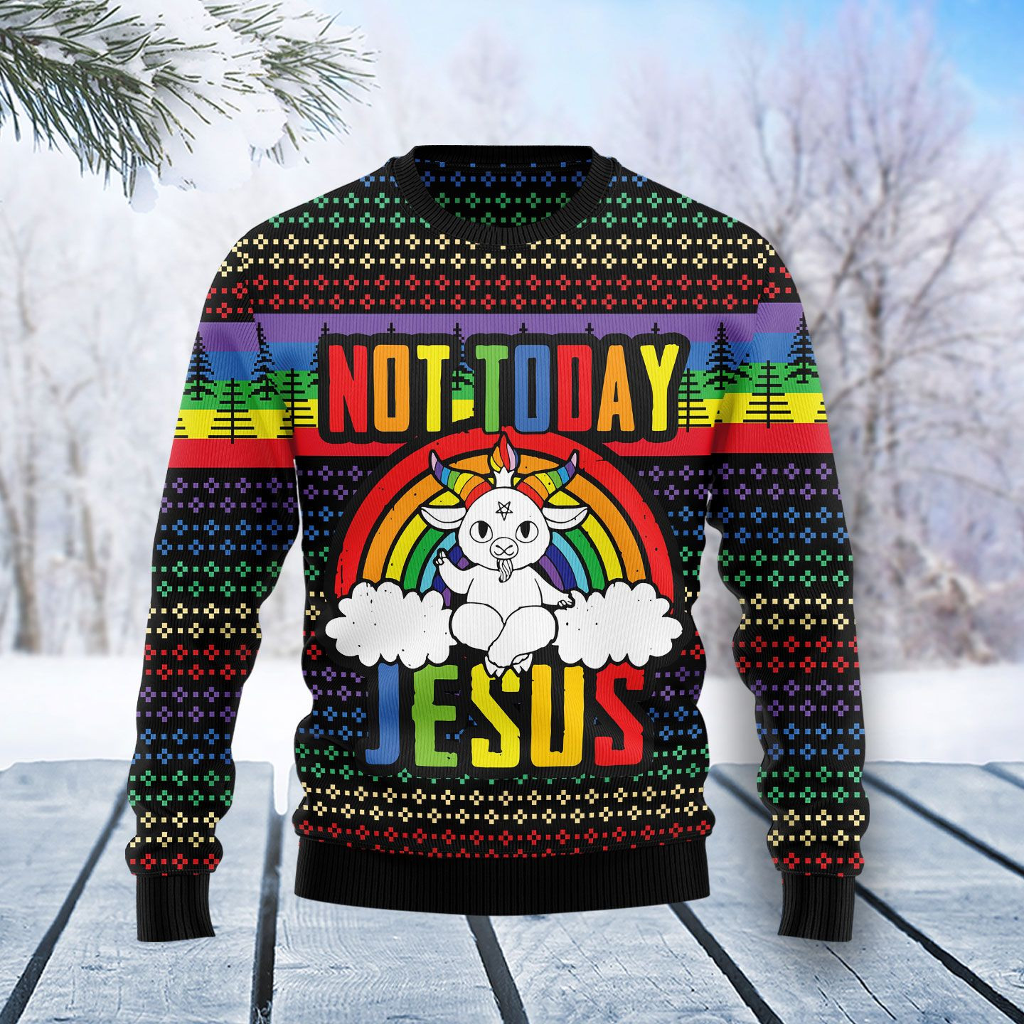 LGBT Not Today Jesus Ugly Christmas Sweater Ugly Sweater For Men Women