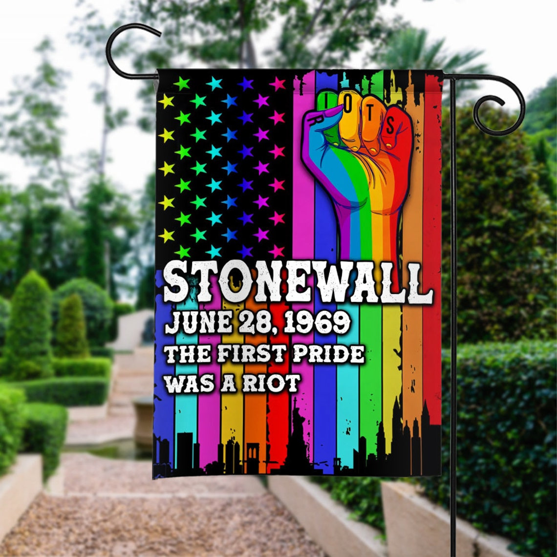 LGBT Pride Flag Love Is Love Rainbow Pride New York City 1969 Stonewall The First Pride Yard Decor Outdoor Decor Garden D??or