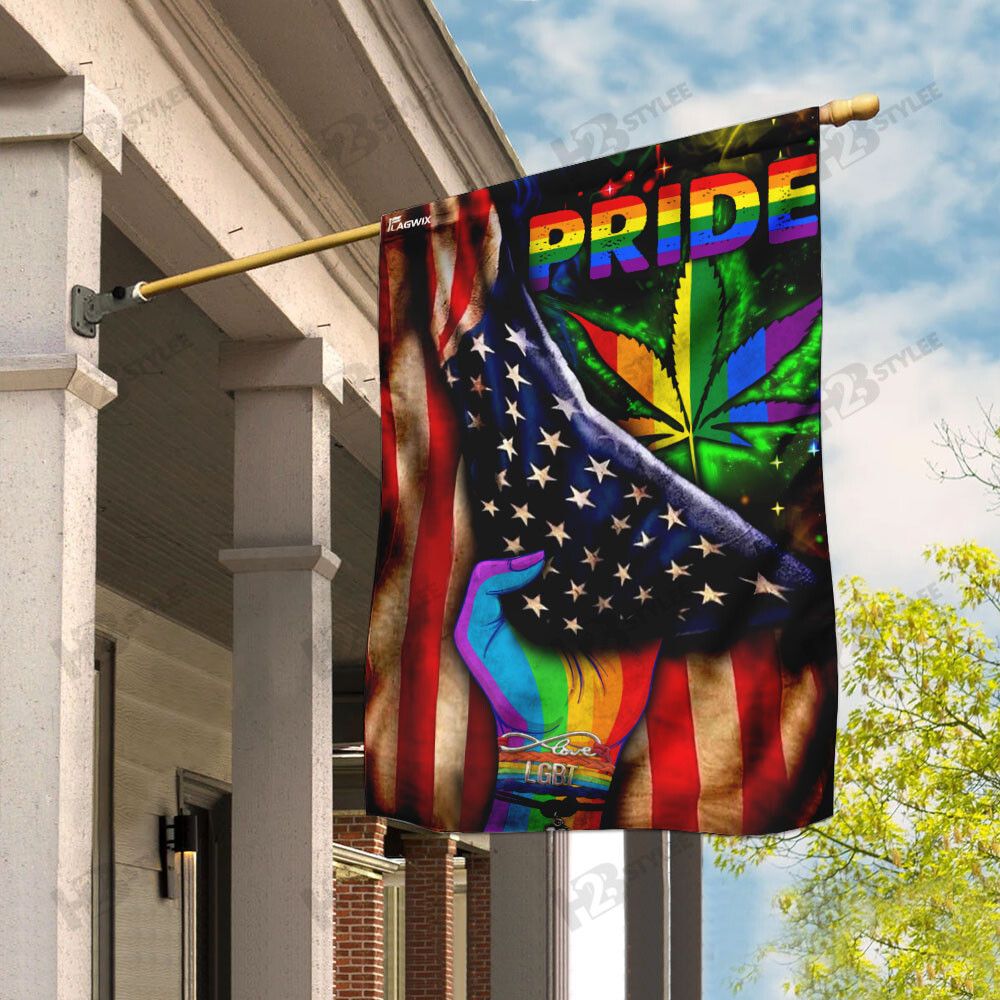 LGBT Pride Pot Leaf Flag Garden Flag House Flag